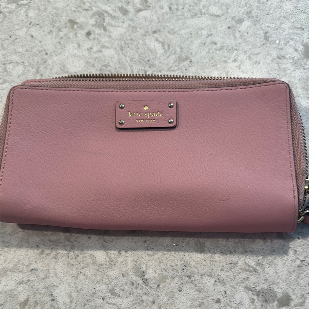 Kate Spade Pink Wallet Sleek Design Zip-Around with strap